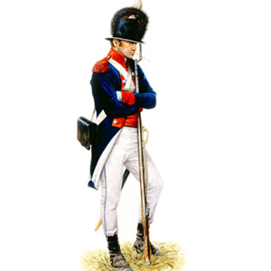 1803 soldier with white wool pants and blue dress coat