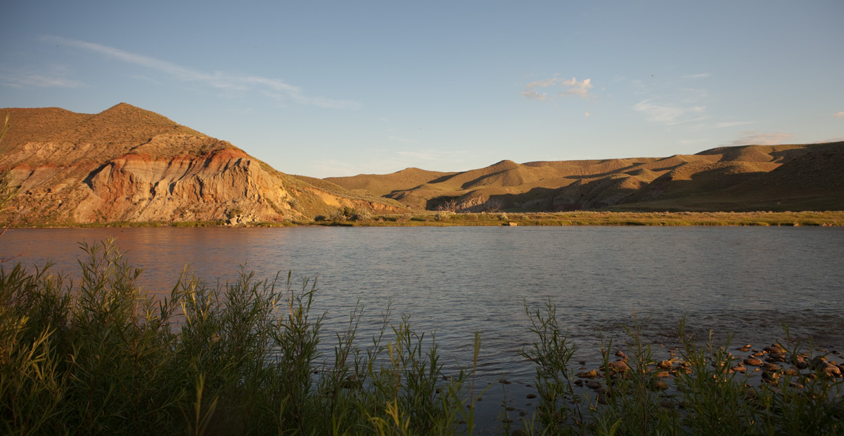 Golden light on sandstone bluffs