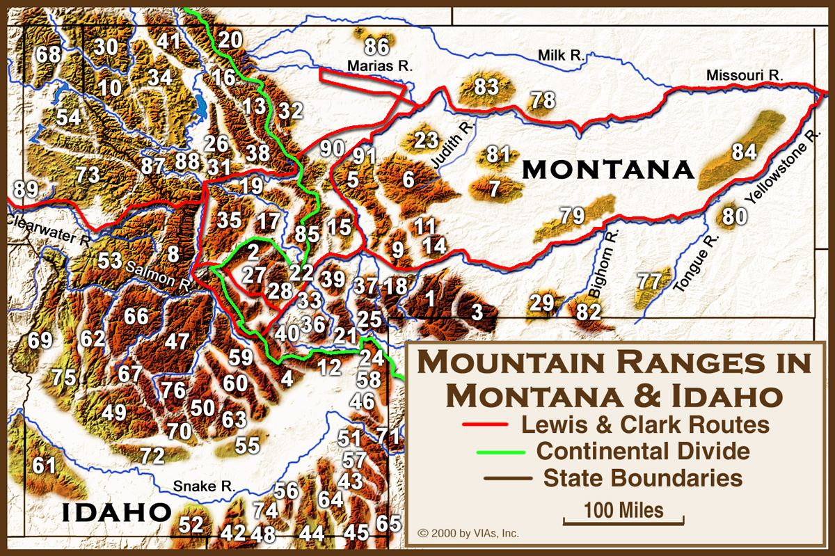 Mountain Ranges in Montana and Idaho. 