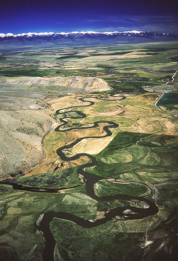 Aeria view of Beaverhead Rock and Beaverhead River